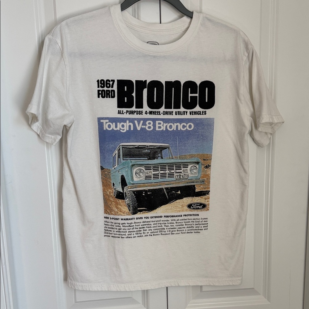Ford White Tee with Blue Bronco Graphic